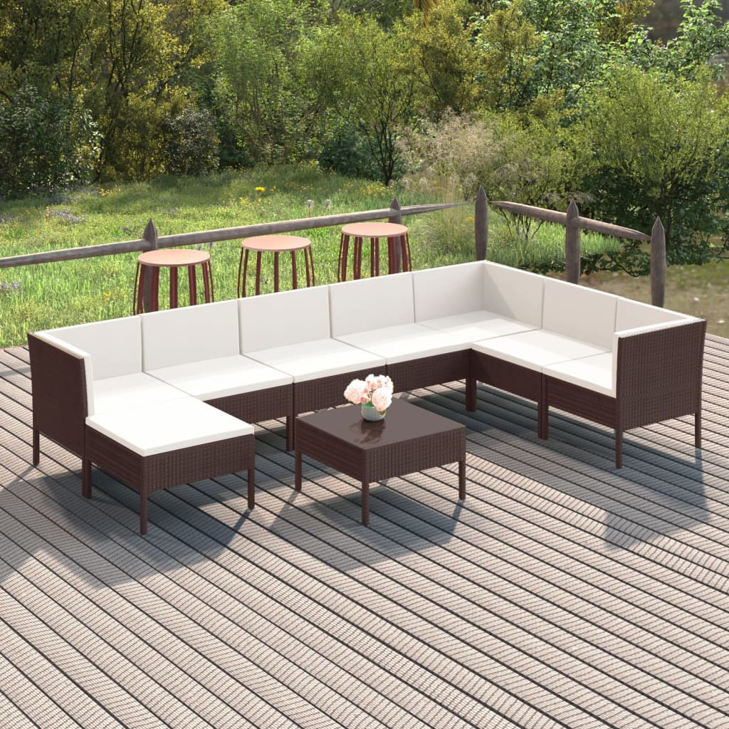 6-Delige Loungeset Met Kussens Poly Rattan Bruin