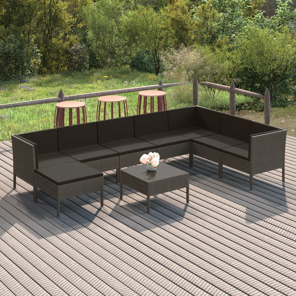 6-Delige Loungeset Met Kussens Poly Rattan Grijs