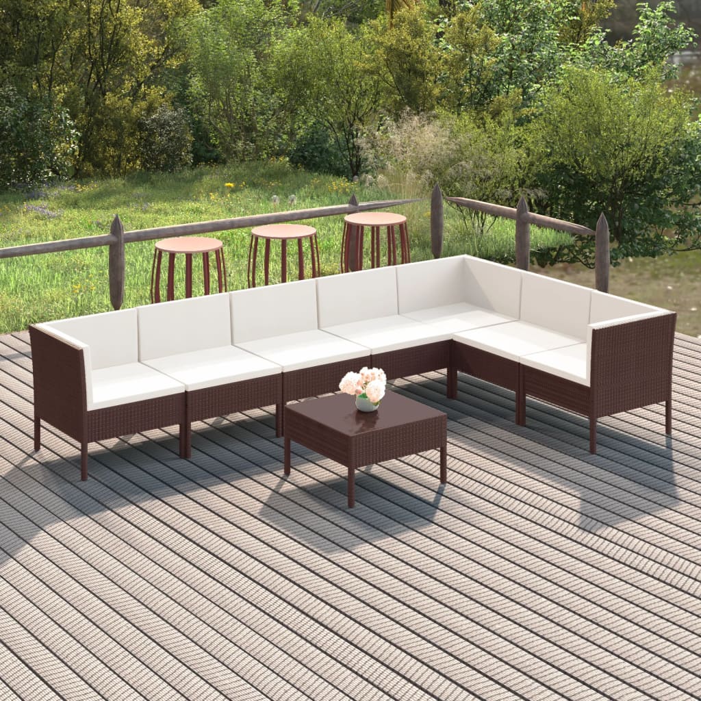 6-Delige Loungeset Met Kussens Poly Rattan Bruin