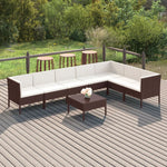 6-Delige Loungeset Met Kussens Poly Rattan Bruin