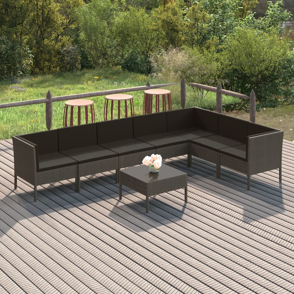 6-Delige Loungeset Met Kussens Poly Rattan Grijs