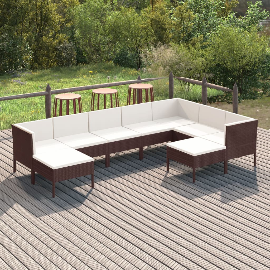 6-Delige Loungeset Met Kussens Poly Rattan Bruin