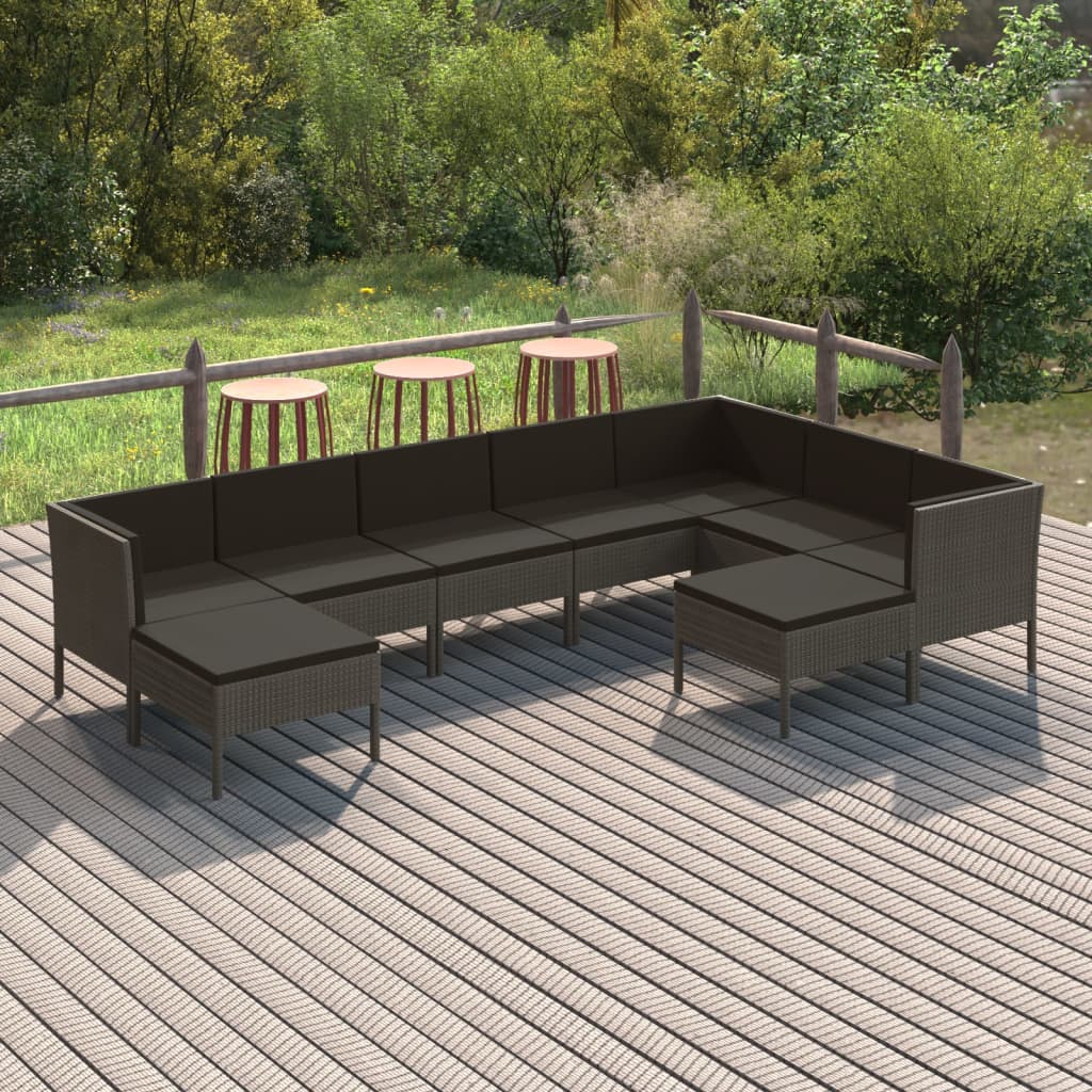 6-Delige Loungeset Met Kussens Poly Rattan Grijs