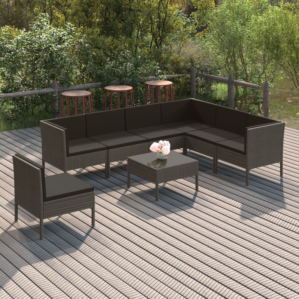 6-Delige Loungeset Met Kussens Poly Rattan Grijs
