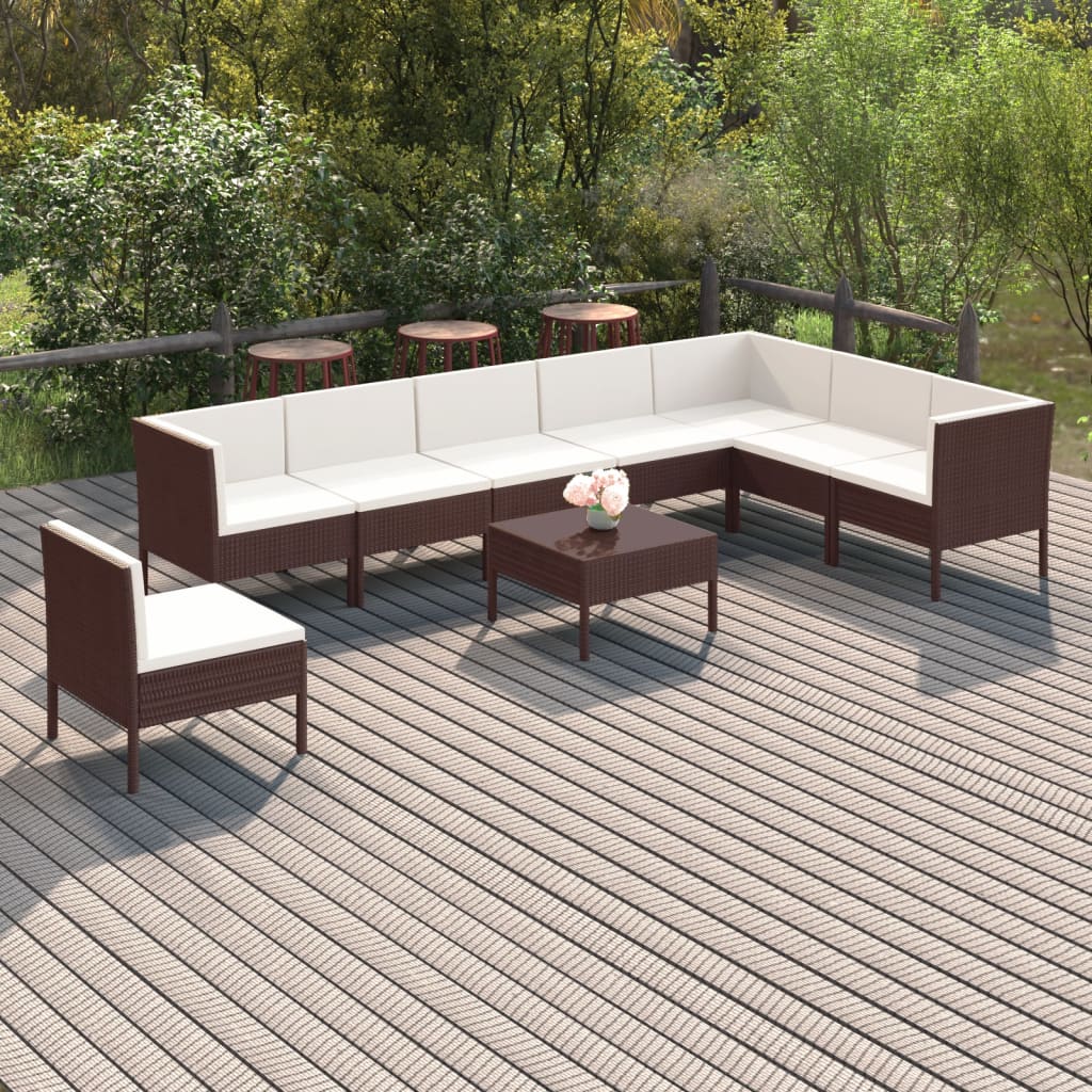 6-Delige Loungeset Met Kussens Poly Rattan Bruin