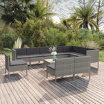 5-Delige Loungeset Met Kussens Poly Rattan Grijs
