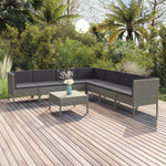 5-Delige Loungeset Met Kussens Poly Rattan Grijs