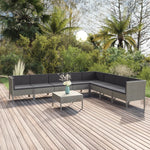 5-Delige Loungeset Met Kussens Poly Rattan Grijs