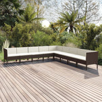 5-Delige Loungeset Met Kussens Poly Rattan Bruin