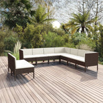 5-Delige Loungeset Met Kussens Poly Rattan Bruin