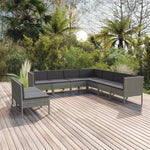 5-Delige Loungeset Met Kussens Poly Rattan Grijs