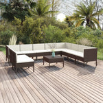 5-Delige Loungeset Met Kussens Poly Rattan Bruin