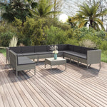 5-Delige Loungeset Met Kussens Poly Rattan Grijs