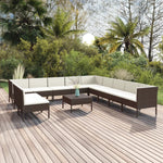5-Delige Loungeset Met Kussens Poly Rattan Bruin