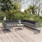 5-Delige Loungeset Met Kussens Poly Rattan Grijs