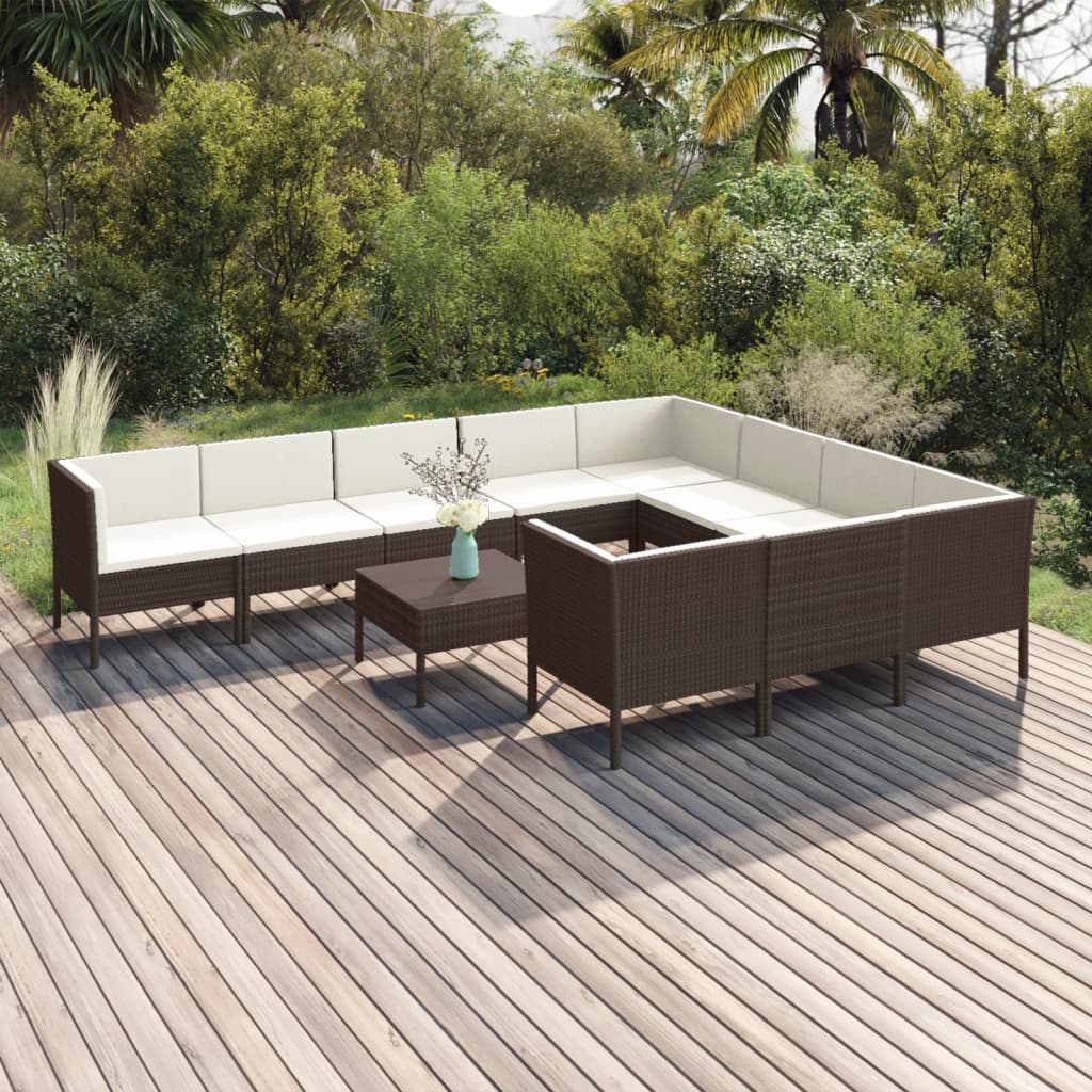 5-Delige Loungeset Met Kussens Poly Rattan Bruin