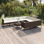 5-Delige Loungeset Met Kussens Poly Rattan Bruin