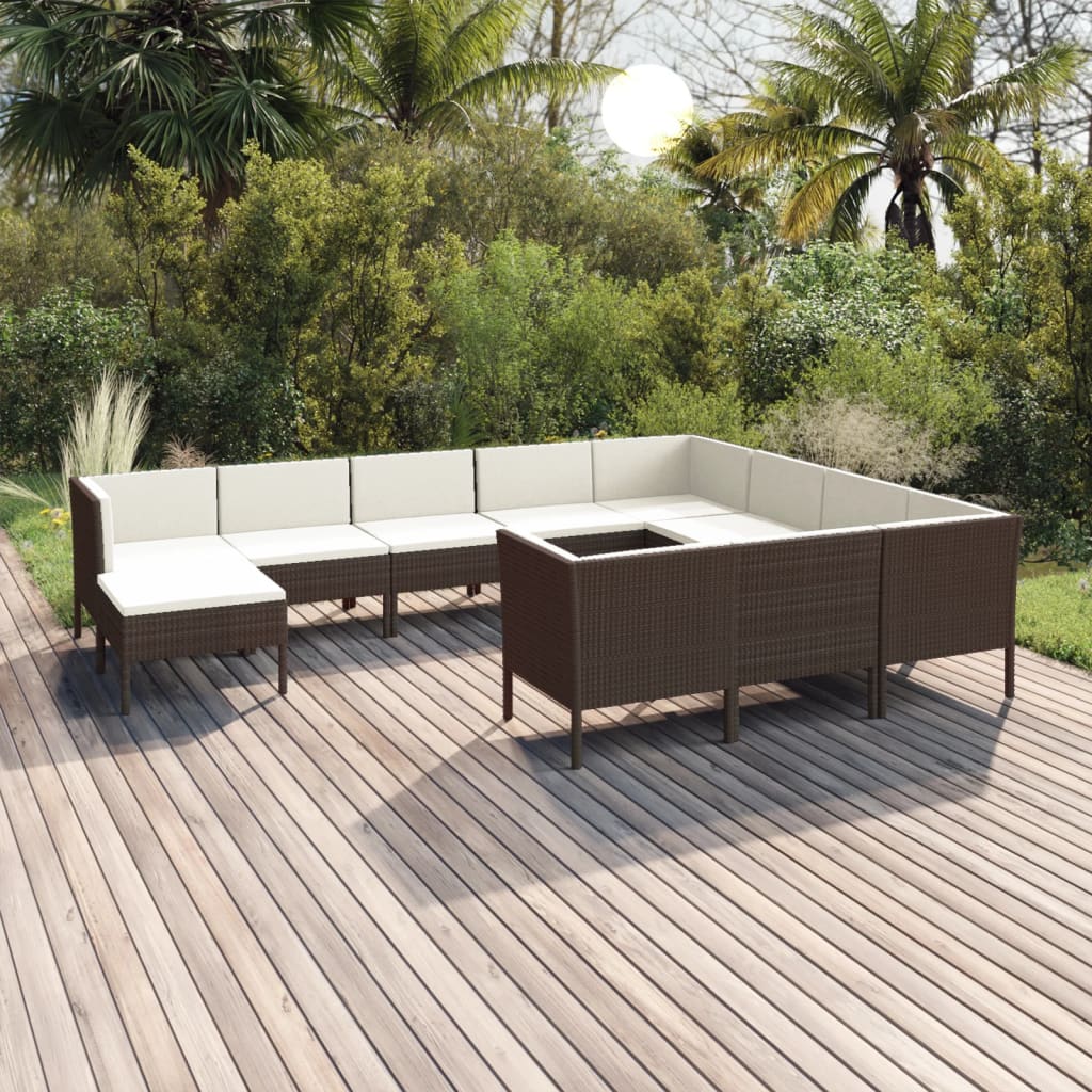 5-Delige Loungeset Met Kussens Poly Rattan Bruin