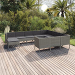 5-Delige Loungeset Met Kussens Poly Rattan Grijs