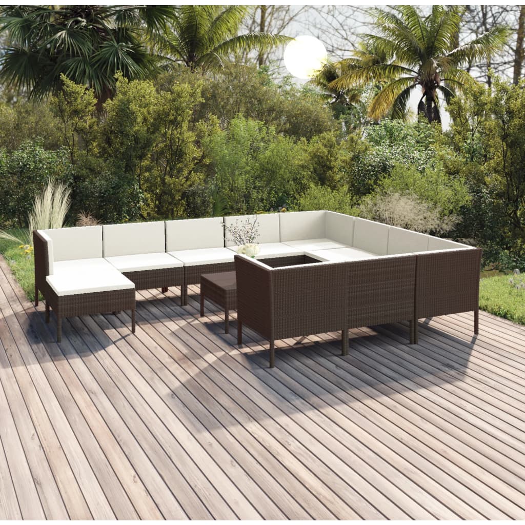 5-Delige Loungeset Met Kussens Poly Rattan Bruin