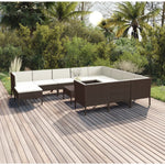 5-Delige Loungeset Met Kussens Poly Rattan Bruin