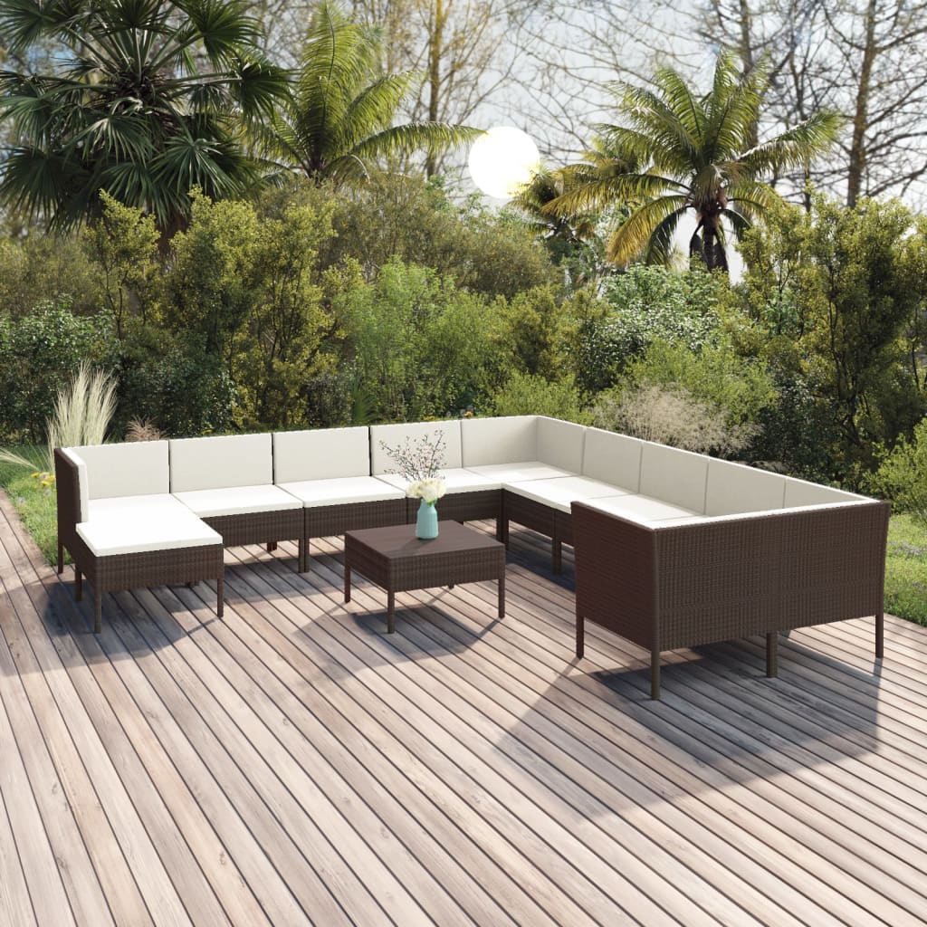 5-Delige Loungeset Met Kussens Poly Rattan Bruin