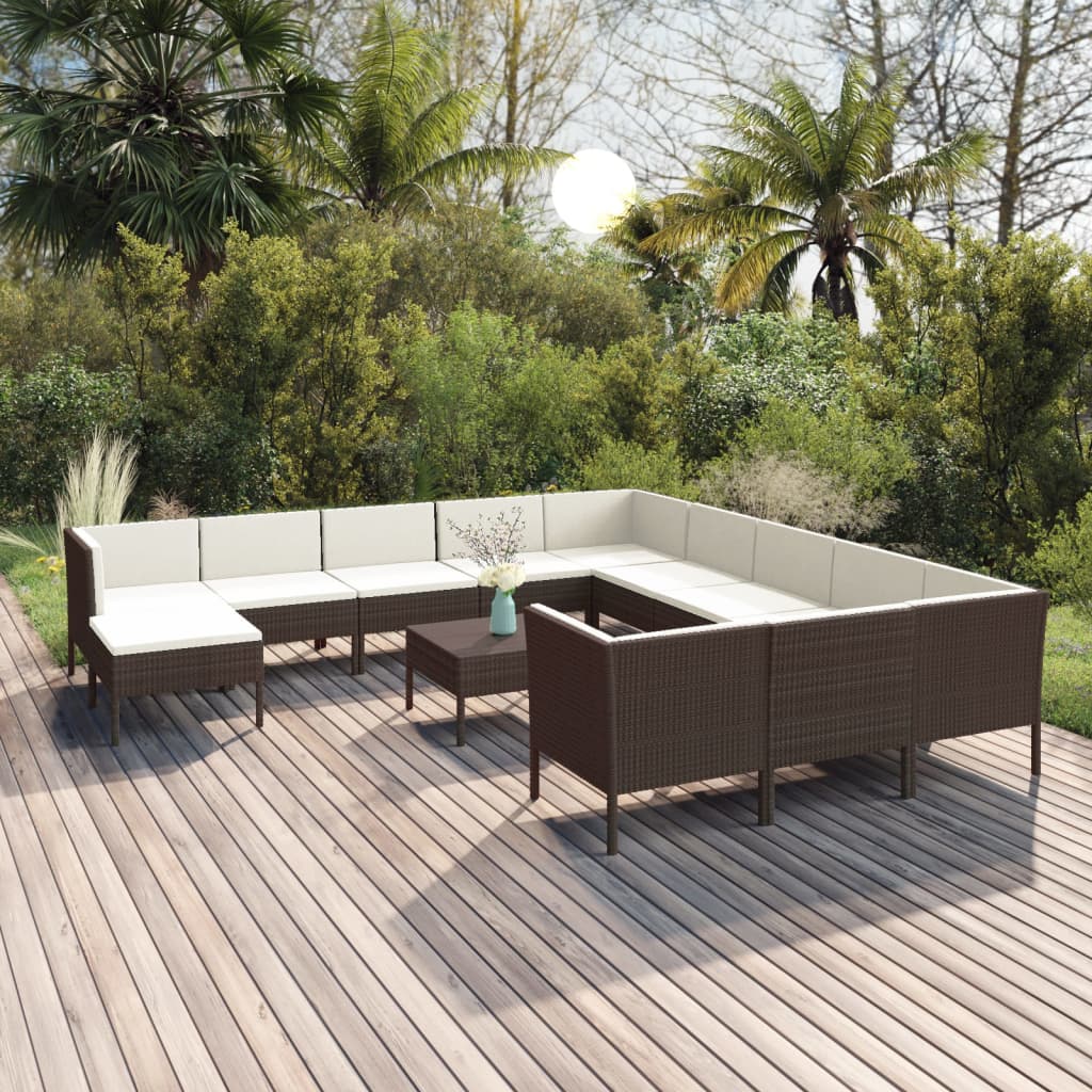 5-Delige Loungeset Met Kussens Poly Rattan Bruin