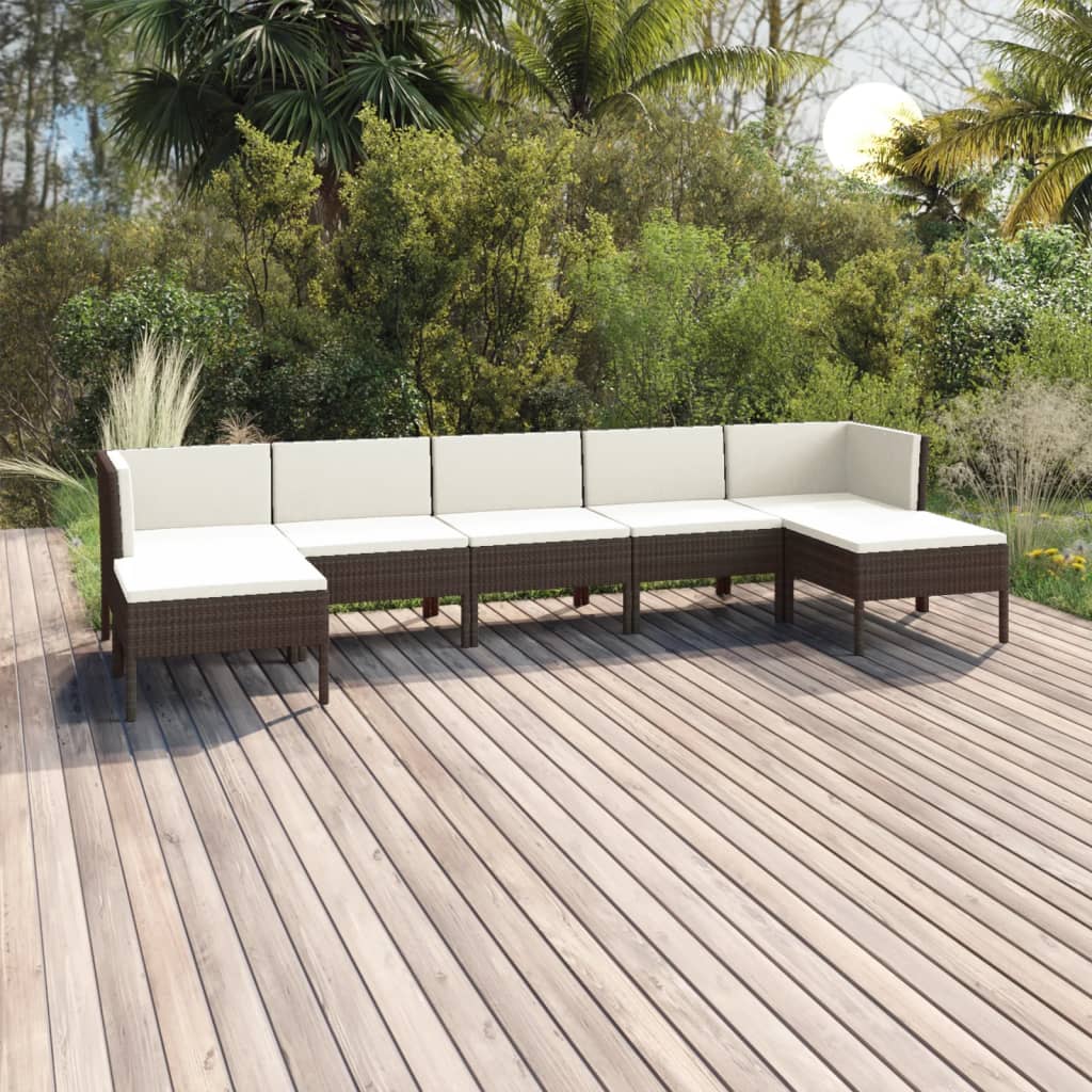 5-Delige Loungeset Met Kussens Poly Rattan Bruin