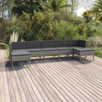 5-Delige Loungeset Met Kussens Poly Rattan Grijs