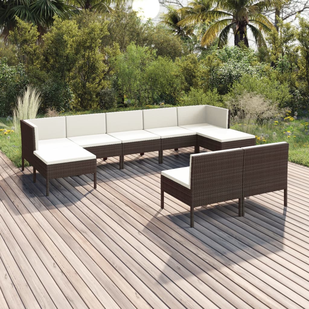 6-Delige Loungeset Met Kussens Poly Rattan Bruin