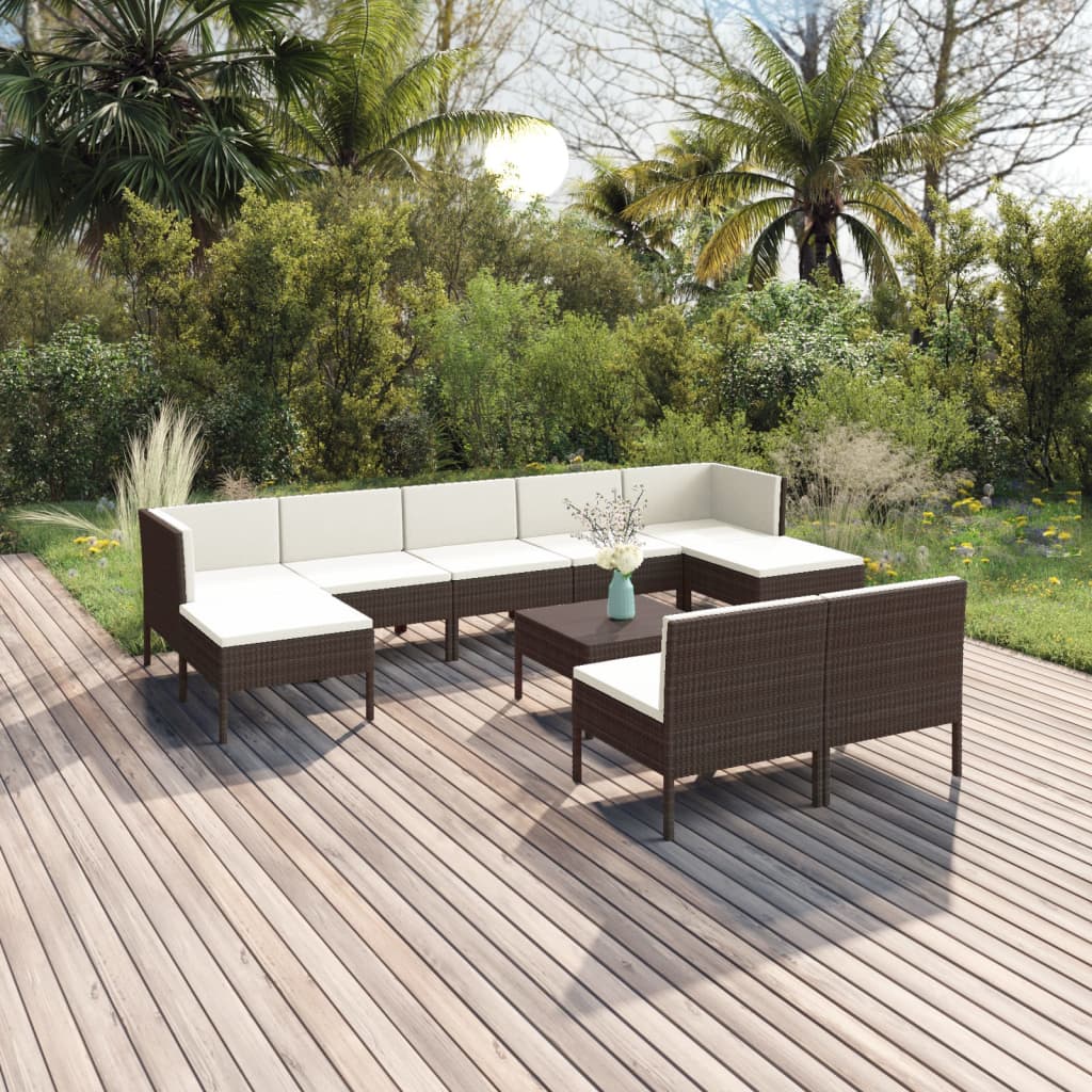 6-Delige Loungeset Met Kussens Poly Rattan Bruin