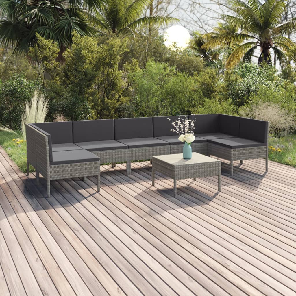 6-Delige Loungeset Met Kussens Poly Rattan Grijs