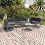 6-Delige Loungeset Met Kussens Poly Rattan Grijs
