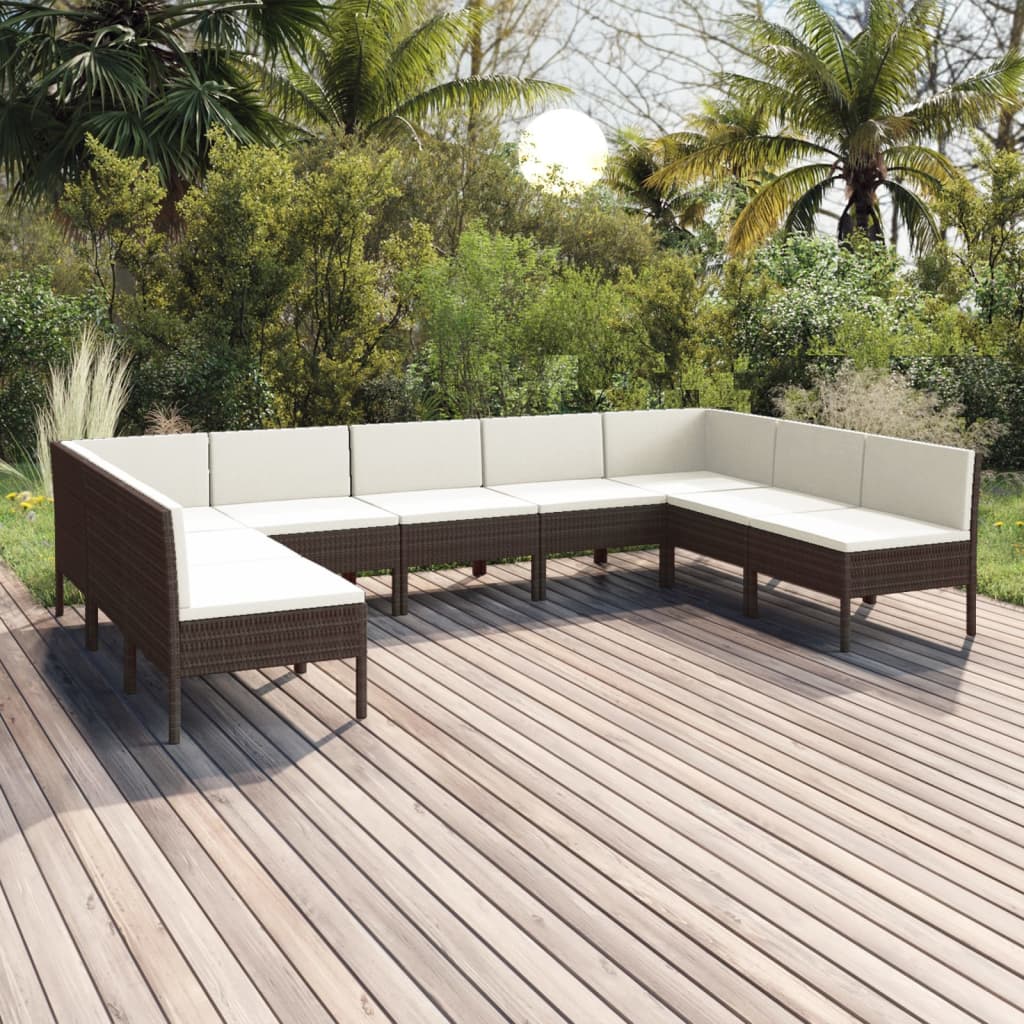 6-Delige Loungeset Met Kussens Poly Rattan Bruin