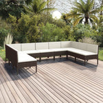 6-Delige Loungeset Met Kussens Poly Rattan Bruin