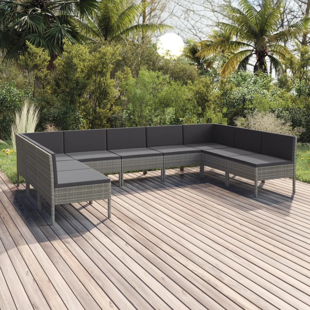 6-Delige Loungeset Met Kussens Poly Rattan Grijs