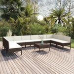 6-Delige Loungeset Met Kussens Poly Rattan Bruin