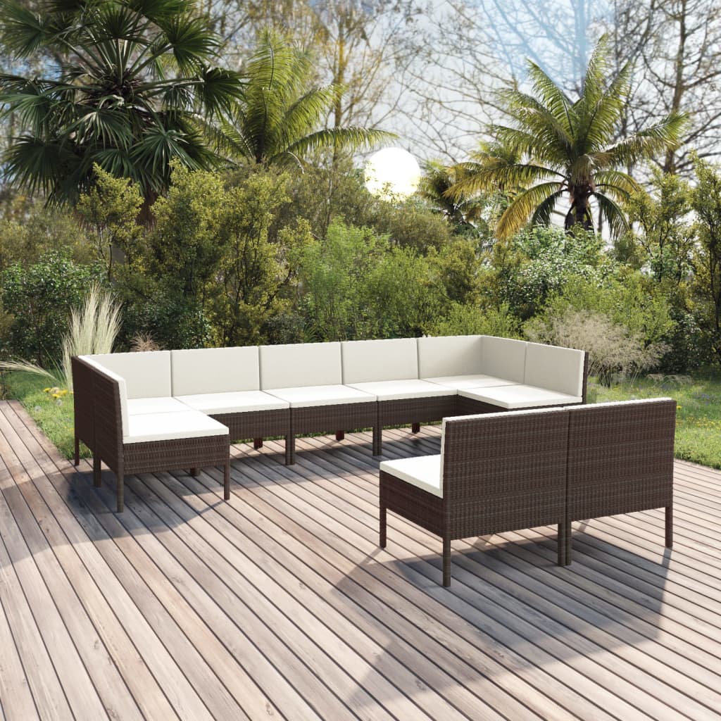 6-Delige Loungeset Met Kussens Poly Rattan Bruin