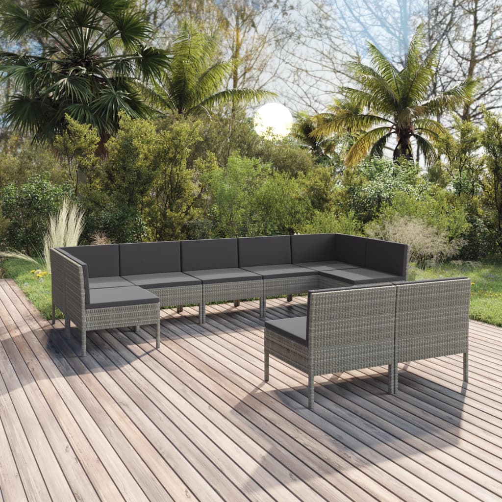6-Delige Loungeset Met Kussens Poly Rattan Grijs