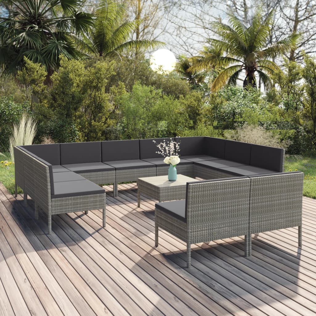 6-Delige Loungeset Met Kussens Poly Rattan Grijs
