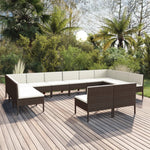 6-Delige Loungeset Met Kussens Poly Rattan Bruin