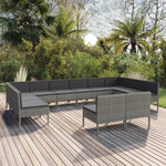 6-Delige Loungeset Met Kussens Poly Rattan Grijs