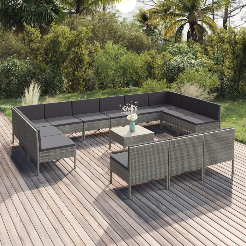 6-Delige Loungeset Met Kussens Poly Rattan Grijs