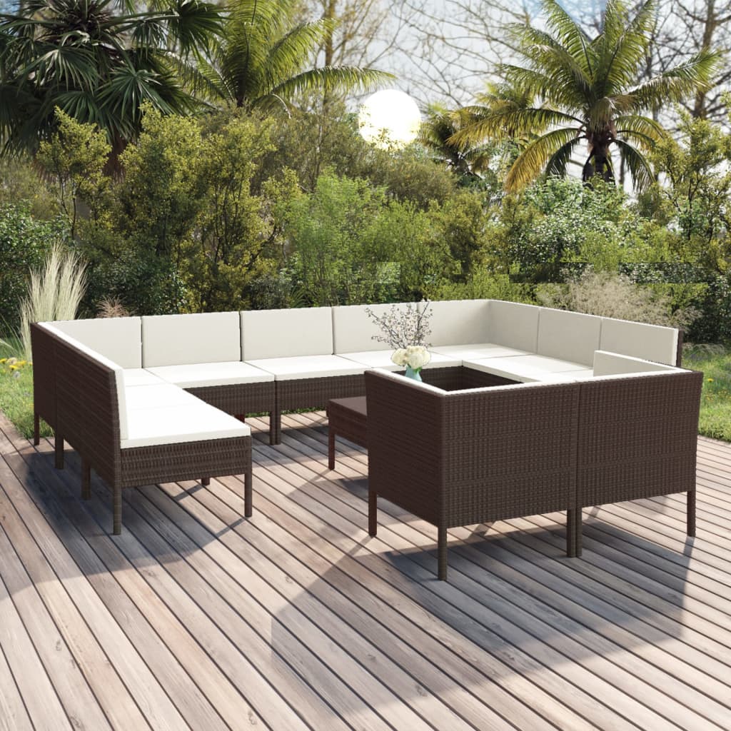 6-Delige Loungeset Met Kussens Poly Rattan Bruin