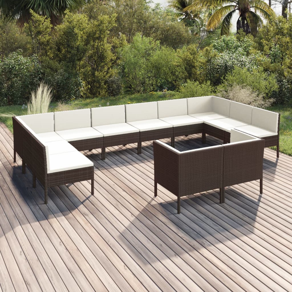 6-Delige Loungeset Met Kussens Poly Rattan Bruin