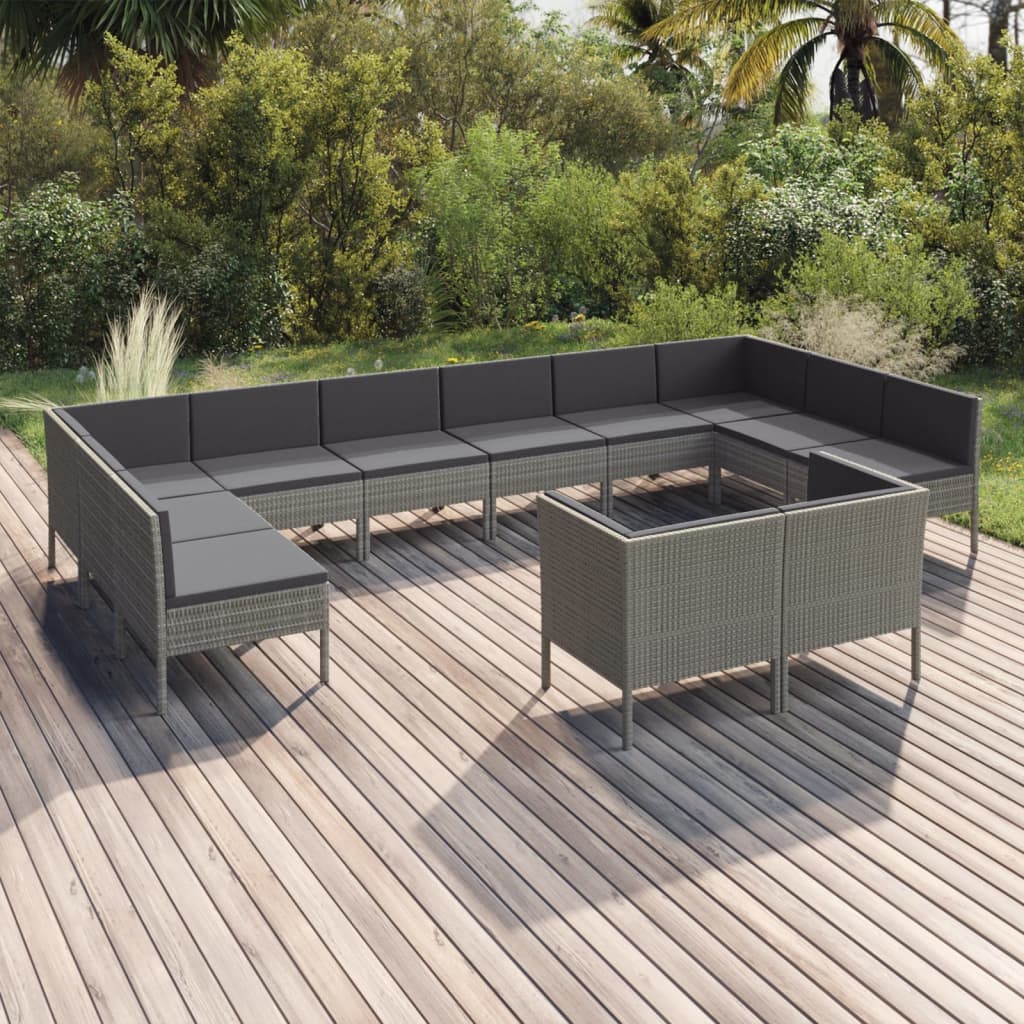 6-Delige Loungeset Met Kussens Poly Rattan Grijs