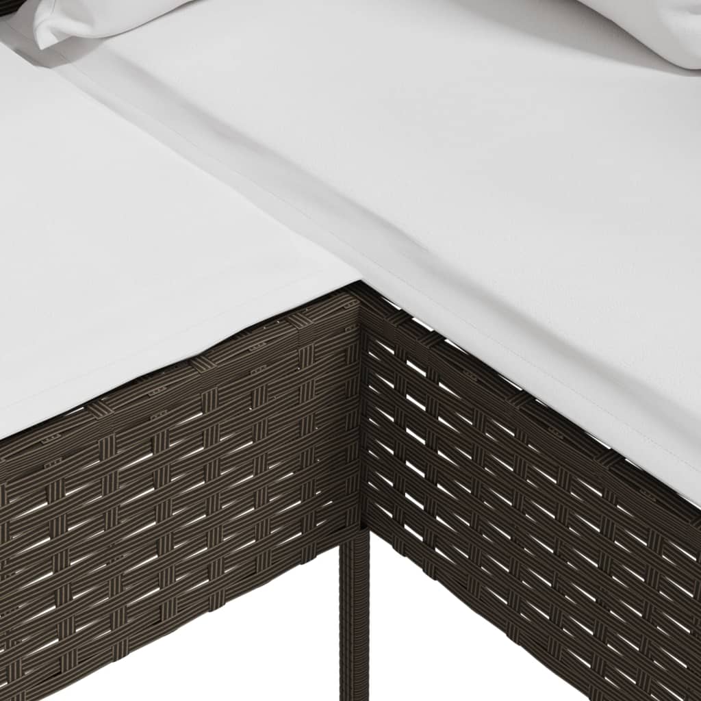 Loungebank Met Kussens L-Vormig Poly Rattan