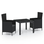 -Delige Tuinset Met Kussens Poly Rattan Zwart