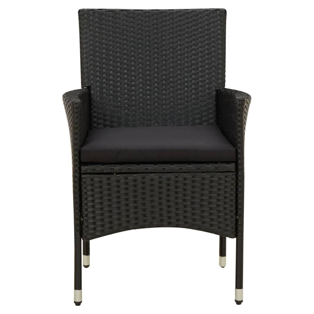 -Delige Tuinset Met Kussens Poly Rattan Zwart