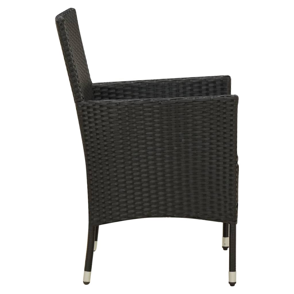 -Delige Tuinset Met Kussens Poly Rattan Zwart